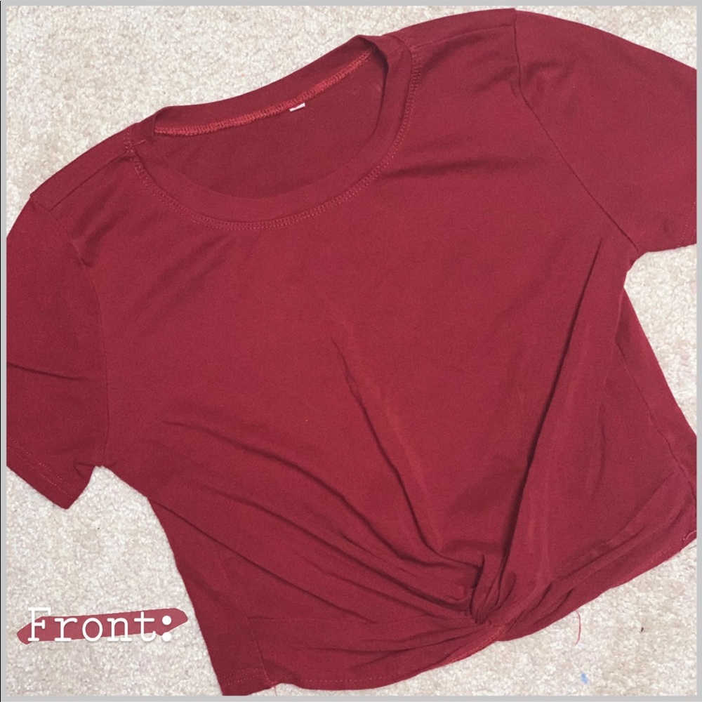 Burgundy Twisted Crop Top
